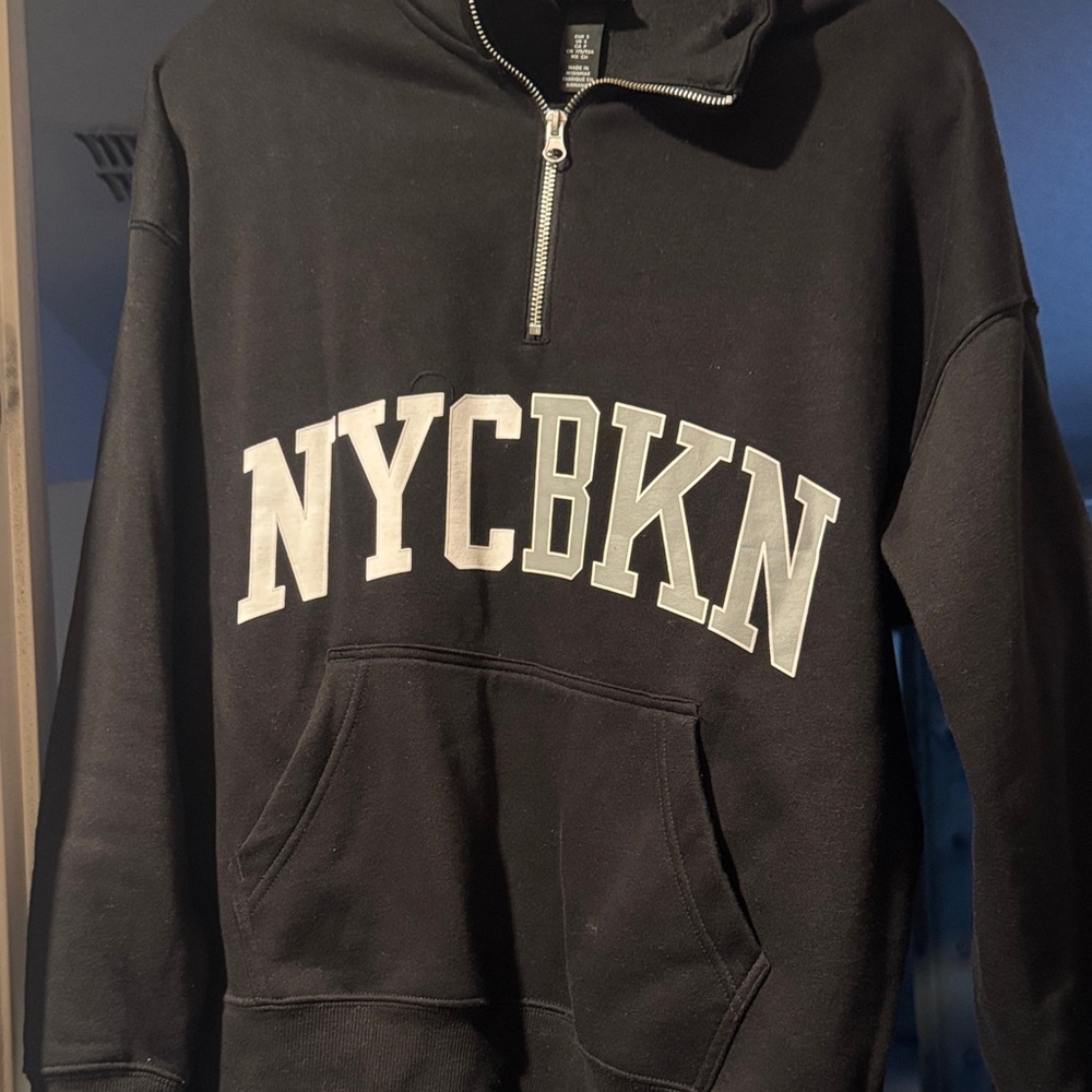 Black NYC BKN Half-Zip Hoodie